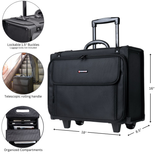 Alpine Swiss Rolling Briefcase | Laptop Bag For Men & Women | Hard